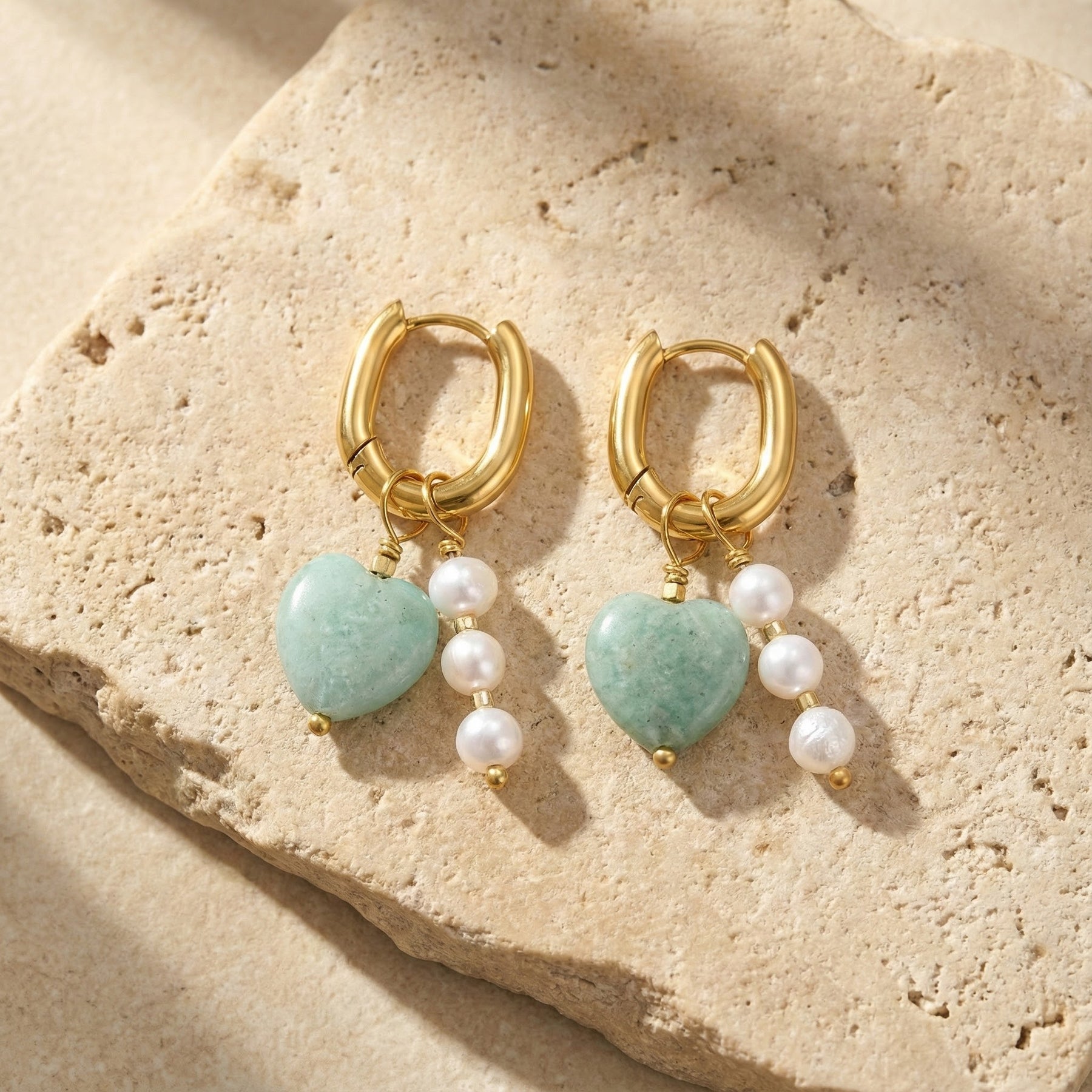 Boucles d'oreilles Amour en Amazonite
