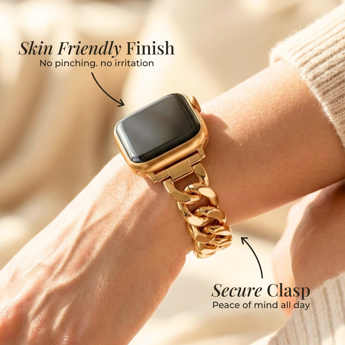 Bracelet Apple Watch de luxe en or tressé