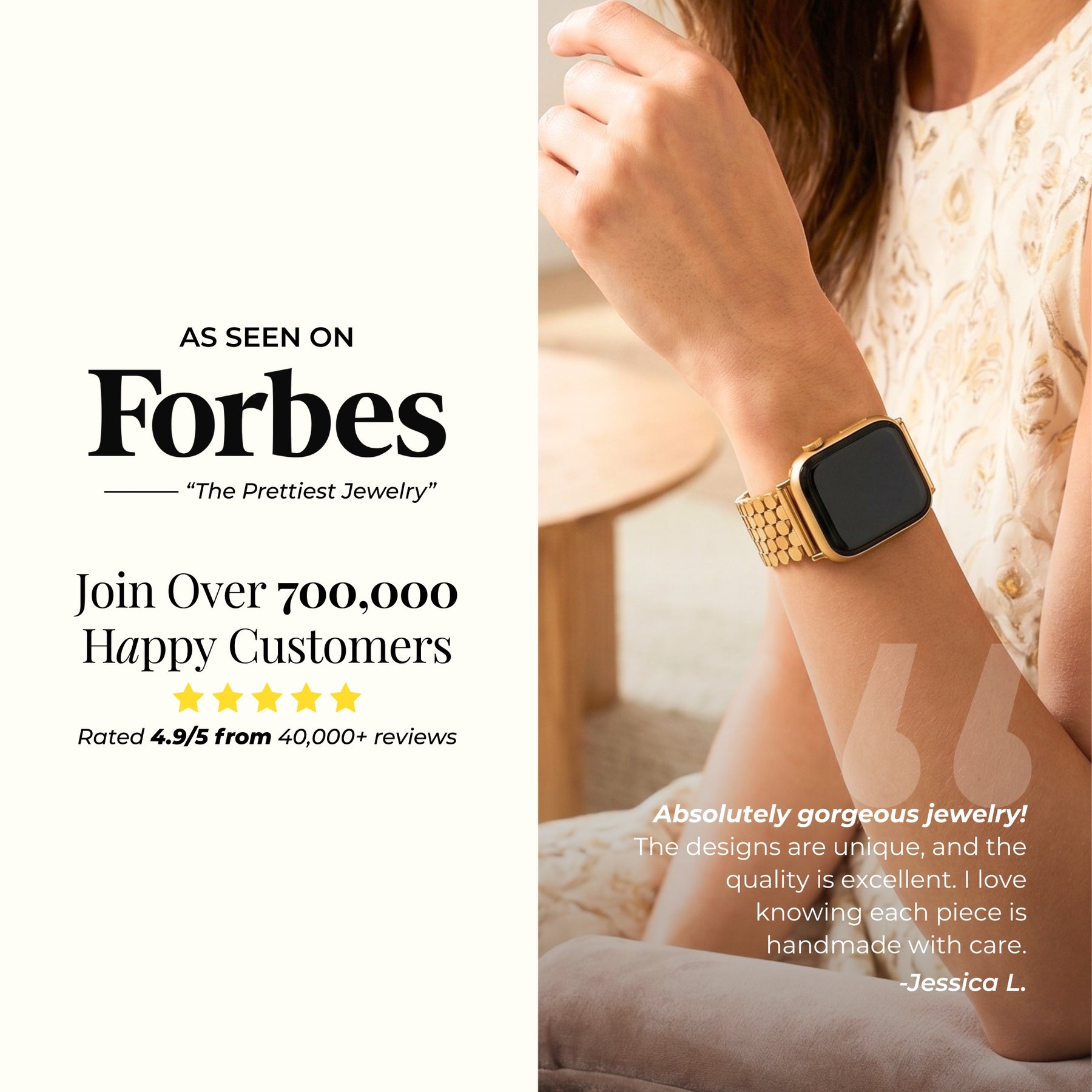Bracelet de luxe Golden Glamour pour Apple Watch