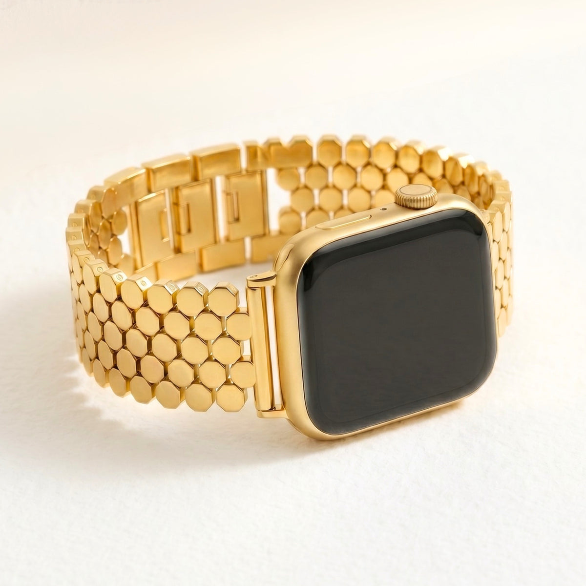 Bracelet de luxe en nid d'abeille doré pour Apple Watch