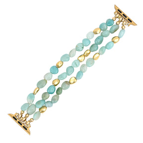 Bracelet extensible en pépite d'or amazonite pour Apple Watch