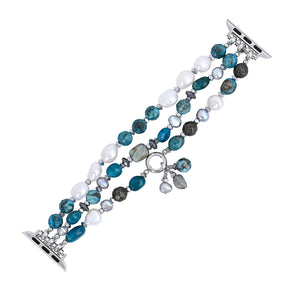 Bracelet extensible noir platine pour Apple Watch