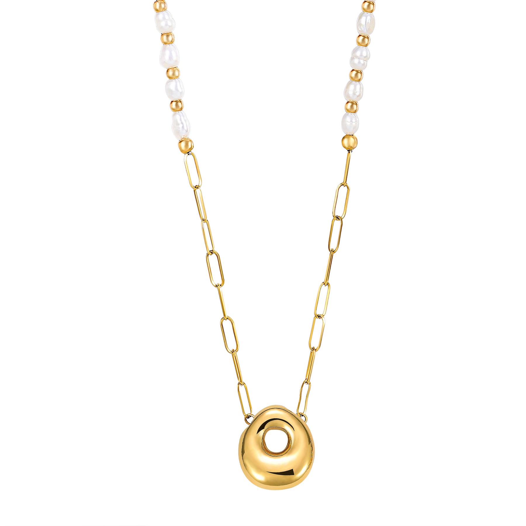 Collier avec initiales en forme de bulle dorée