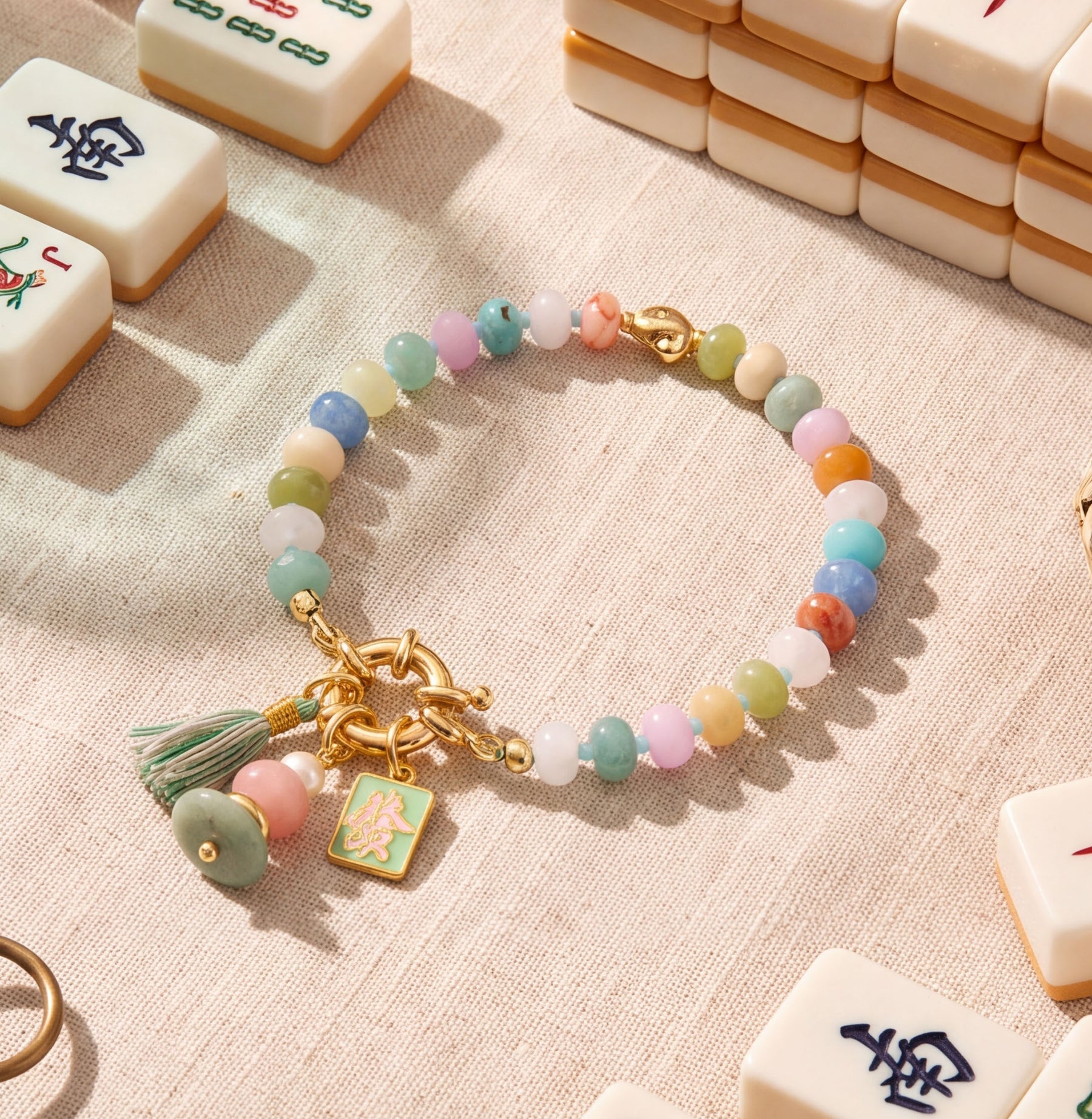 Bracelet porte-bonheur de mahjong