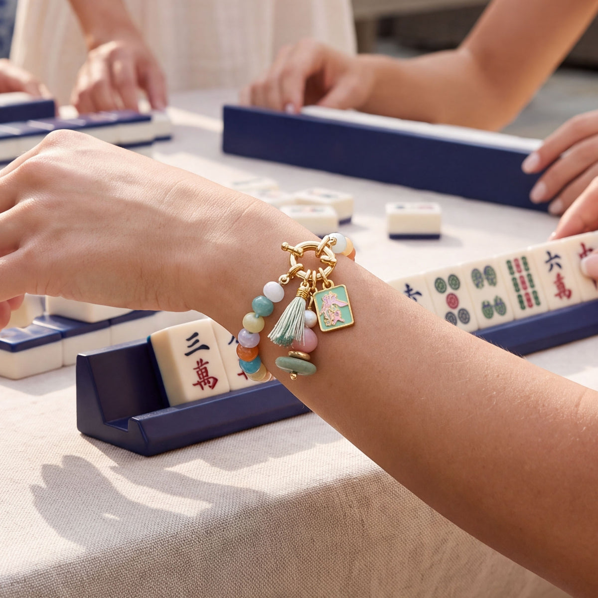 Bracelet porte-bonheur de mahjong