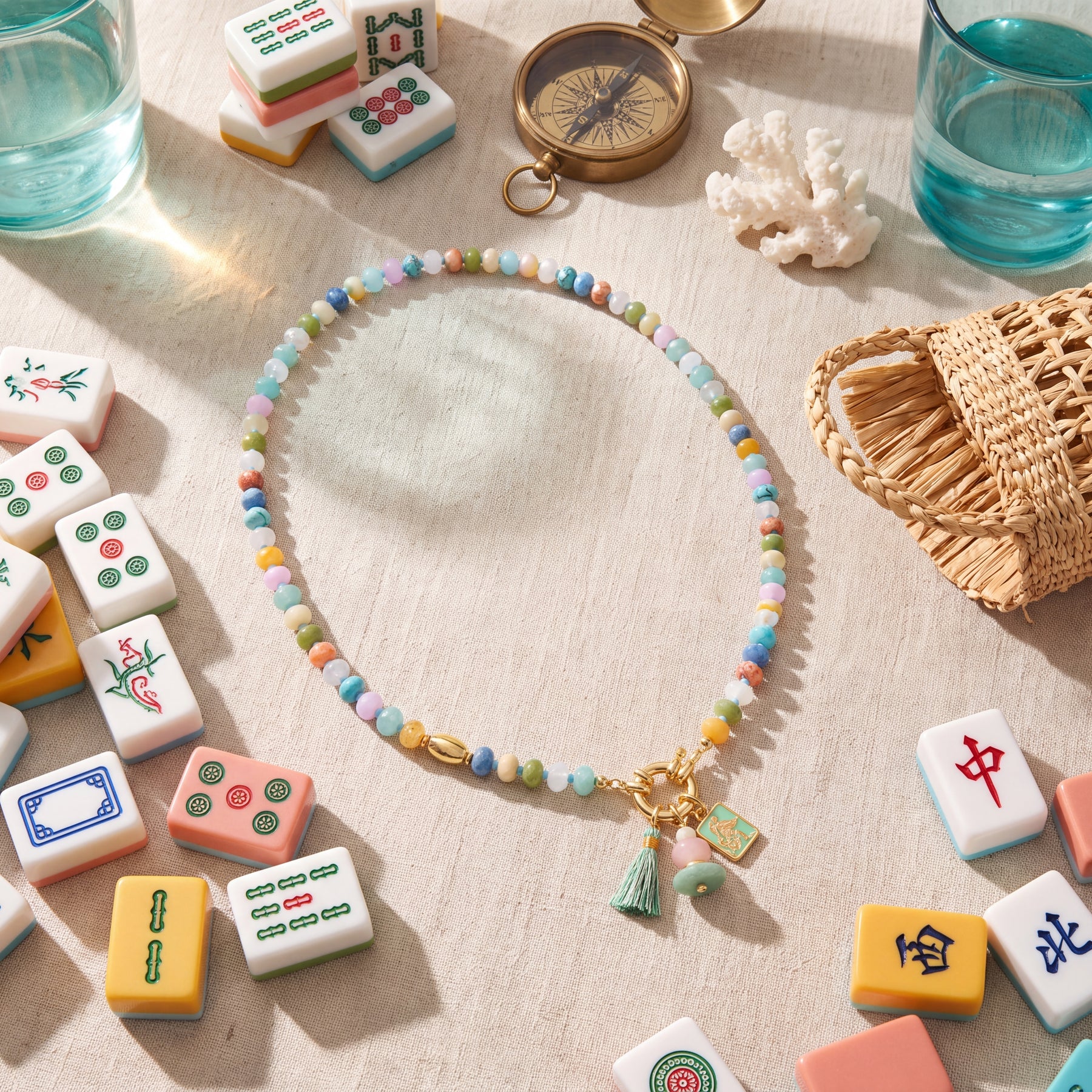 Collier porte-bonheur de mahjong