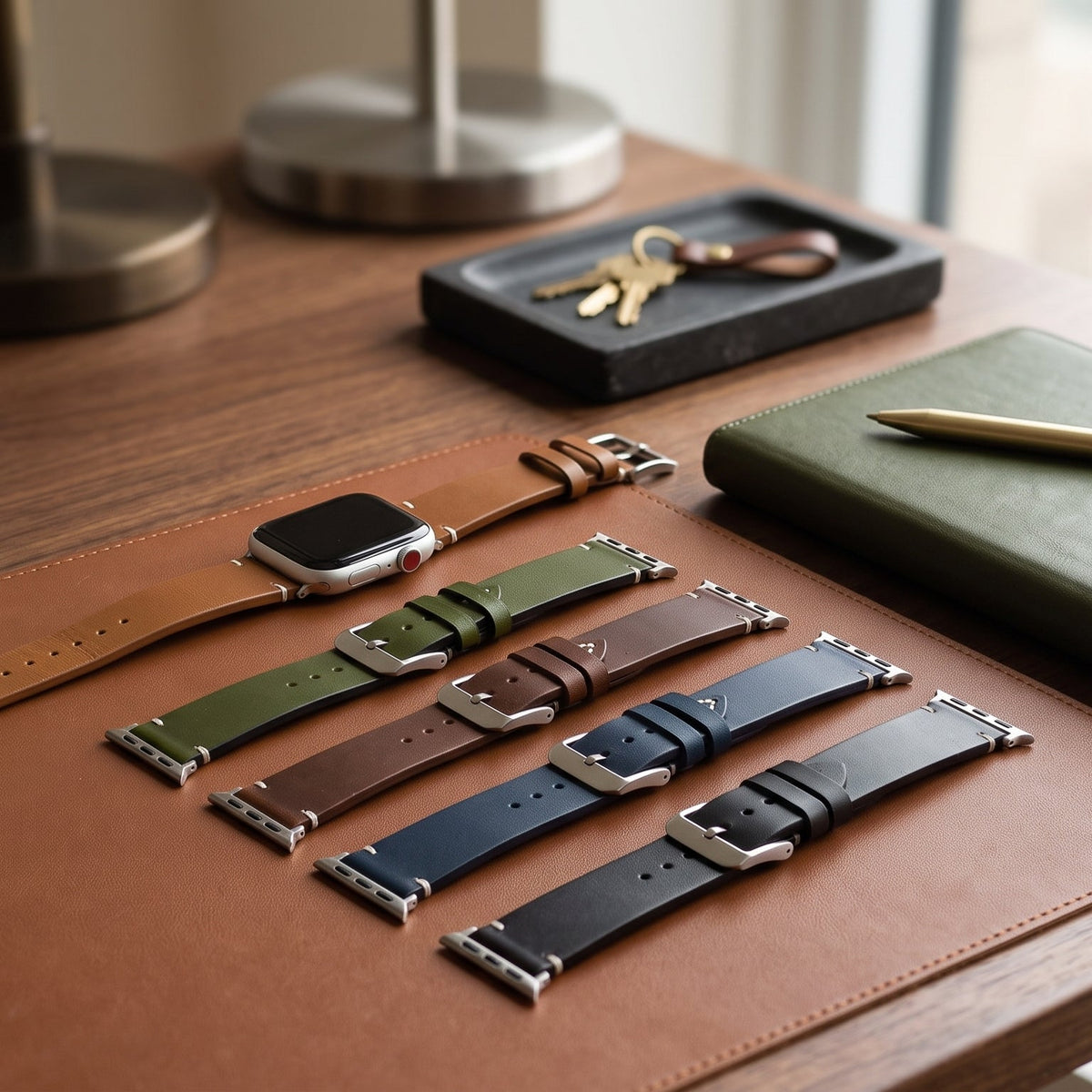 Bracelet Apple Watch en cuir vert pour homme