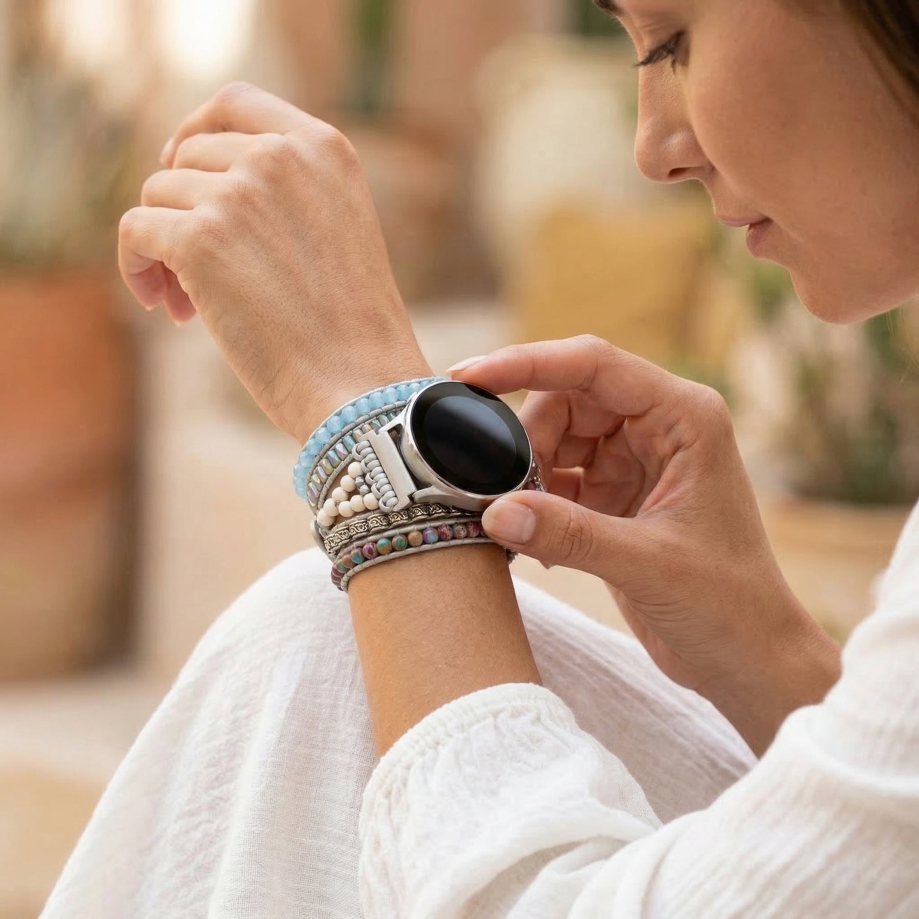 Bracelet de montre Samsung Galaxy en jaspe océan protection