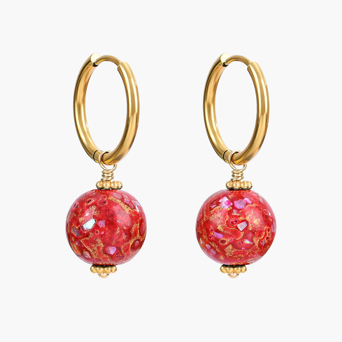Boucles d'oreilles créoles à orbe tachetée Crimson Orbit