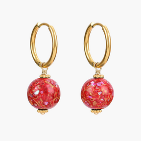 Boucles d'oreilles créoles à orbe tachetée Crimson Orbit