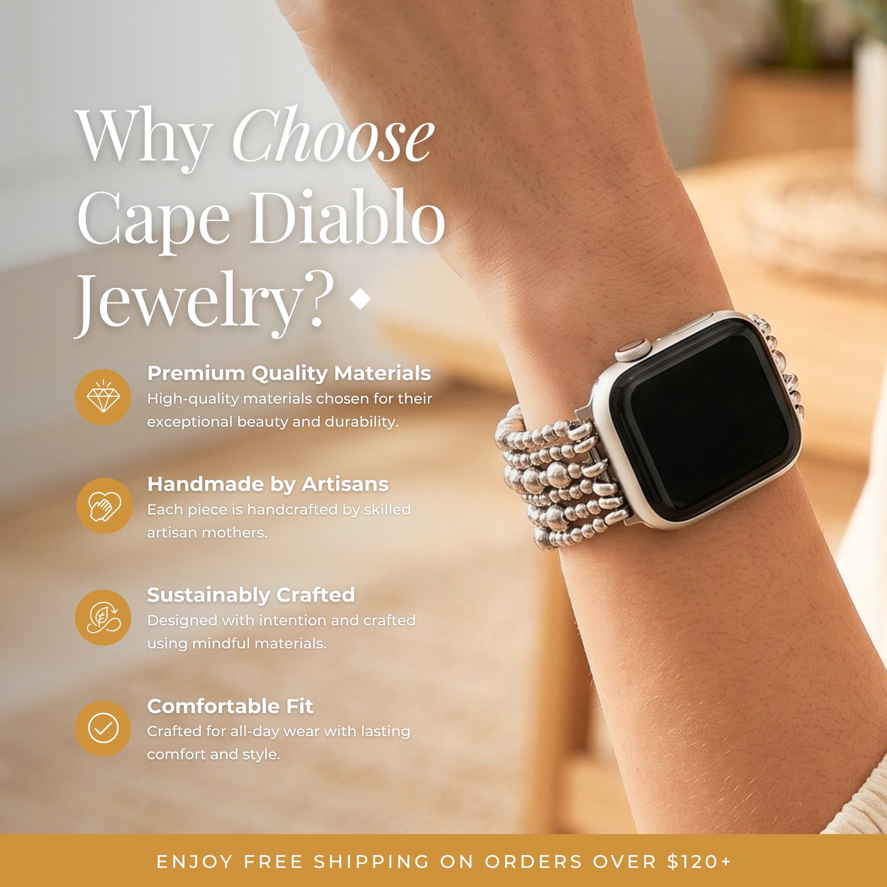 Bracelet extensible Platinum Demure pour Apple Watch