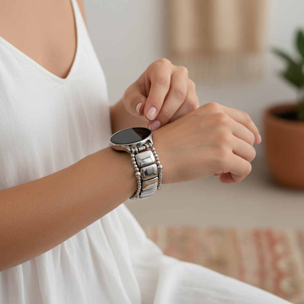 Bracelet extensible Platinum Noir pour Samsung Galaxy Watch