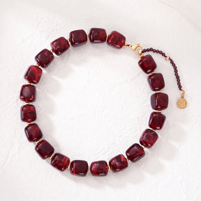 Collier à perles carrées épaisses marron