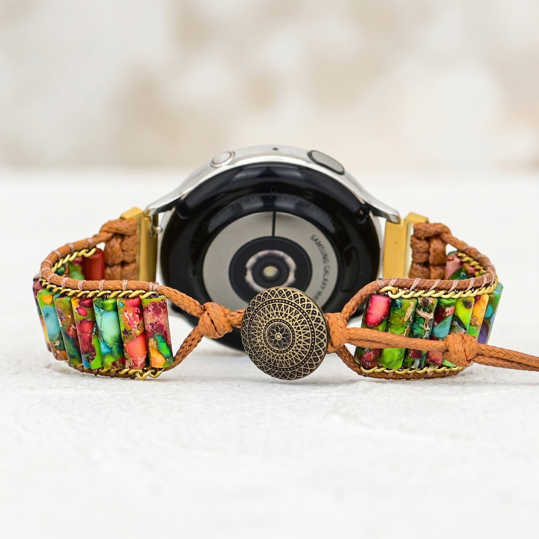 Bracelet de montre Samsung Galaxy en jaspe de la forêt tropicale