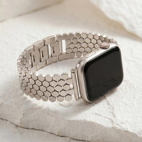 Bracelet Apple Watch de luxe en nid d'abeille argenté