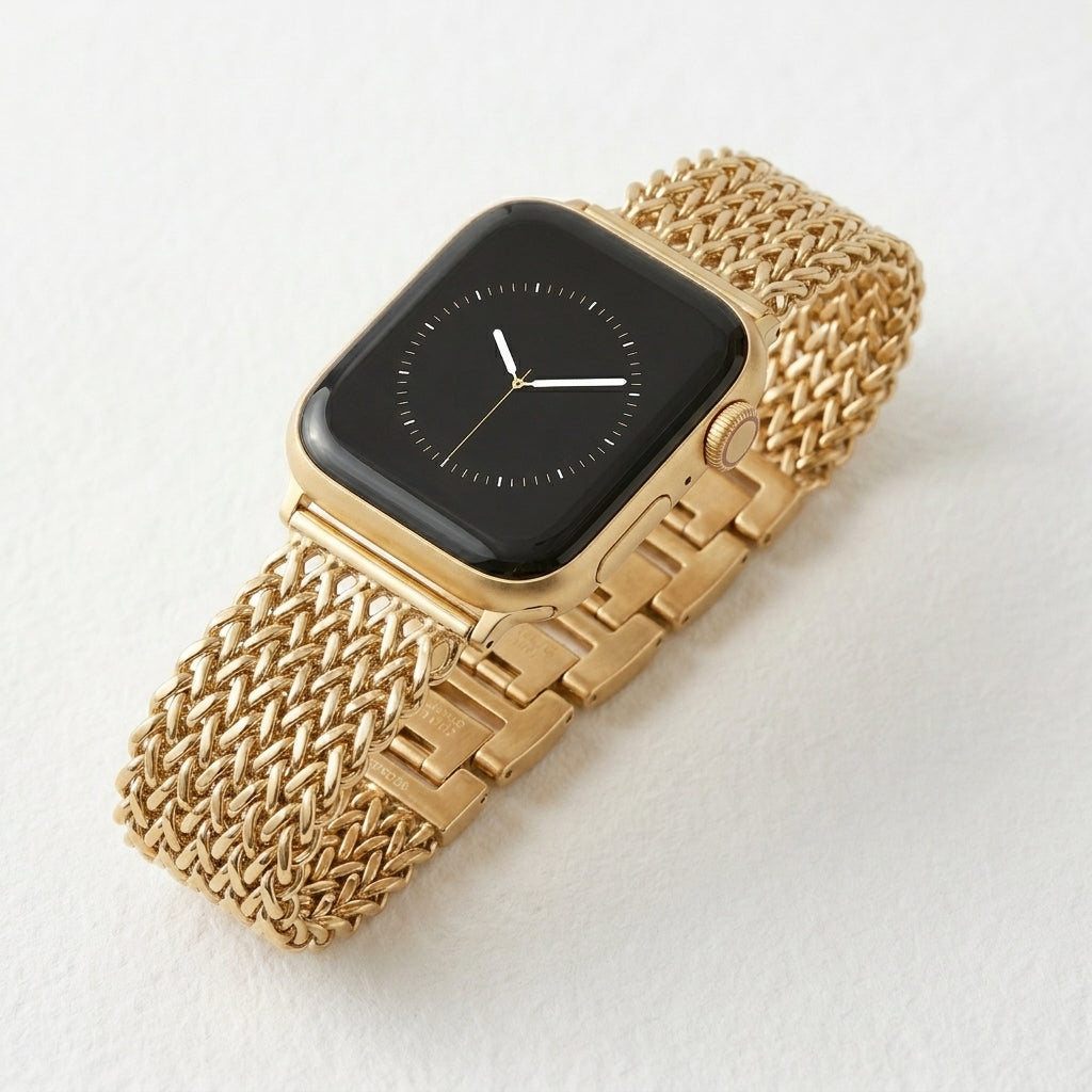 Bracelet Apple Watch de luxe en chaîne dorée