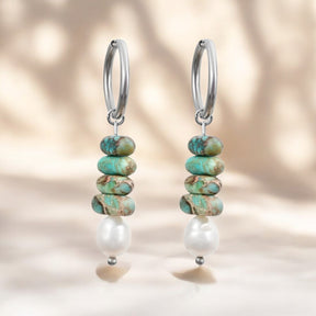 Créoles Ocean Bliss en perles et jaspe turquoise