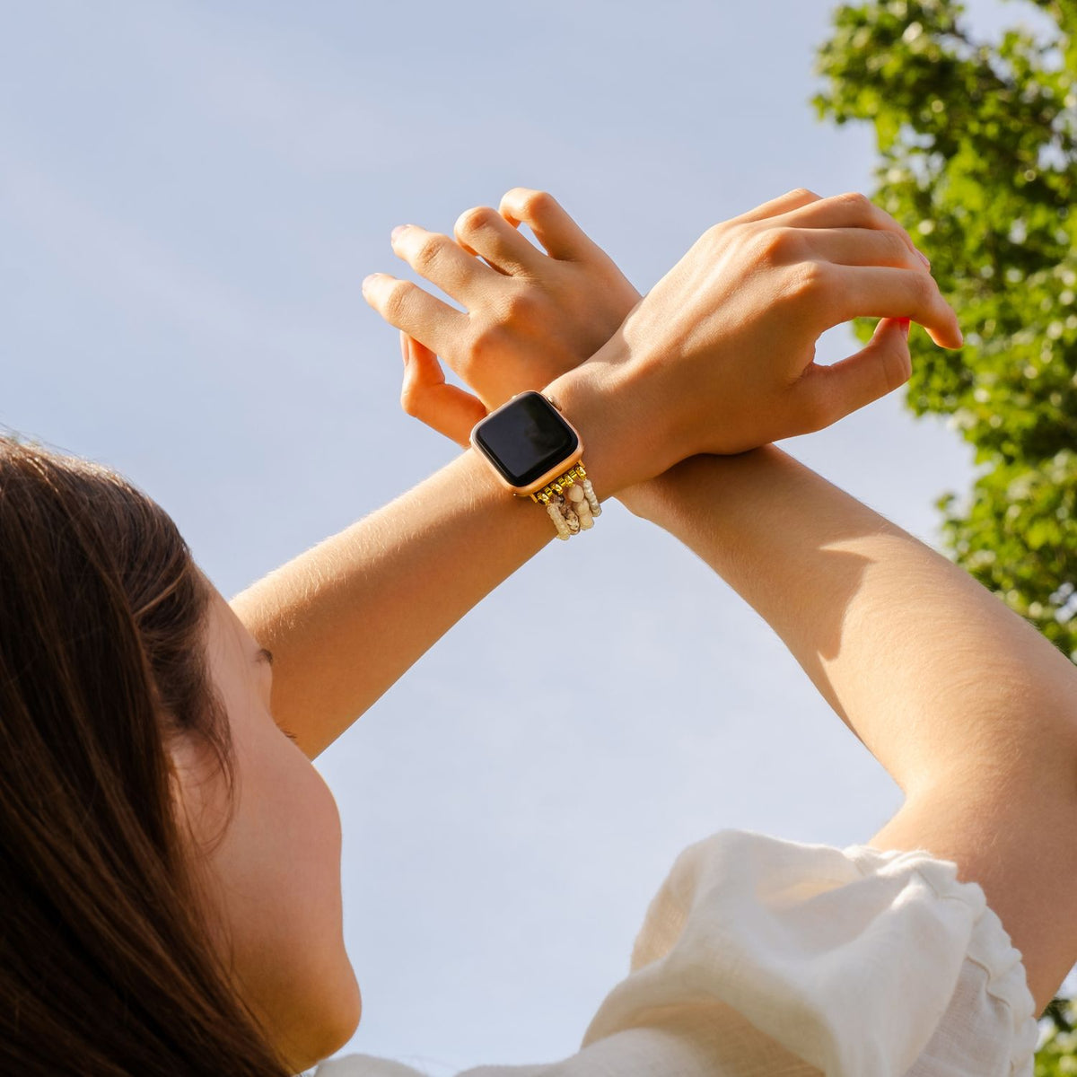 Bracelet Apple Watch Harmonie Agate au Clair de Lune