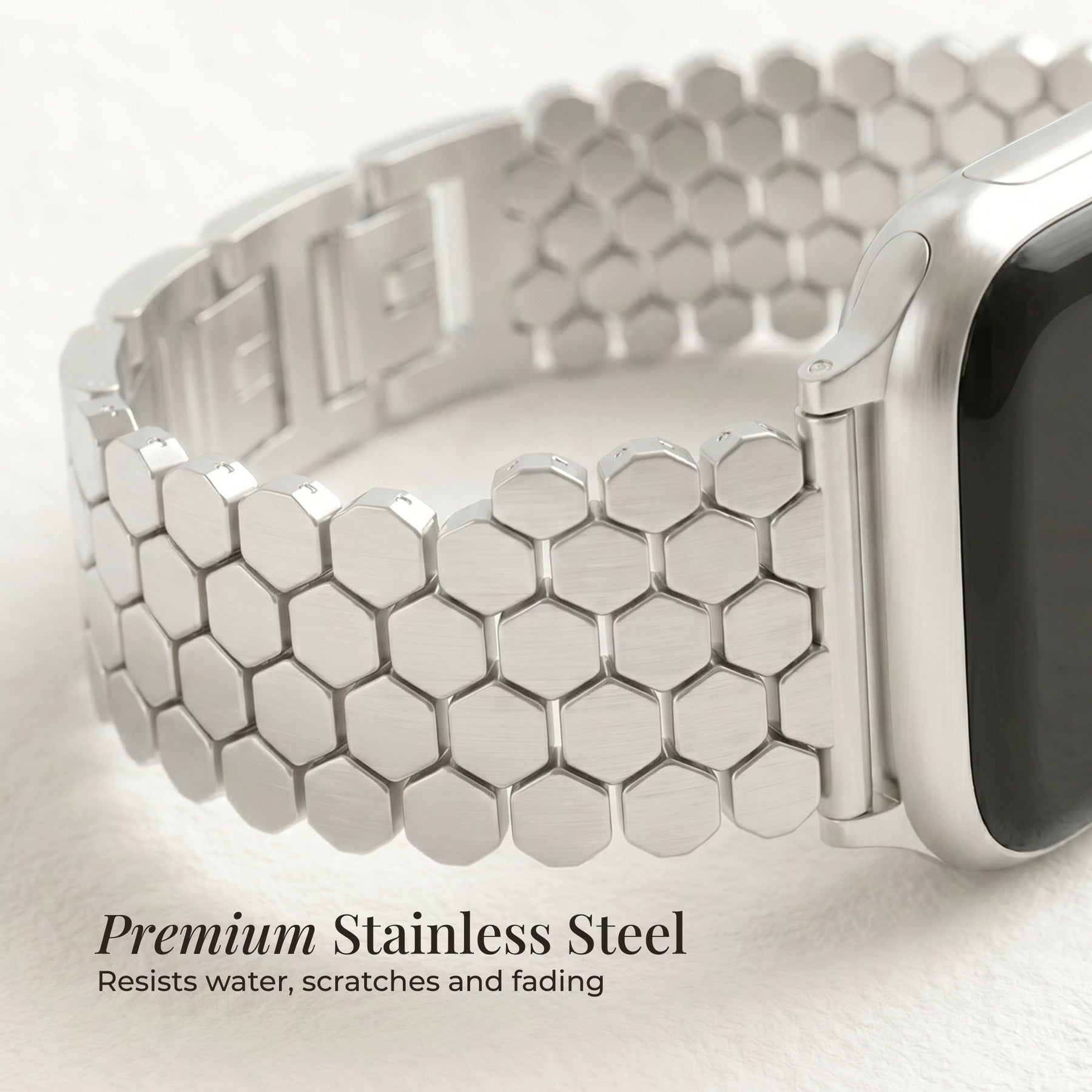 Bracelet Apple Watch de luxe en nid d'abeille argenté