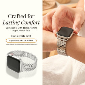 Bracelet Apple Watch de luxe en nid d'abeille argenté