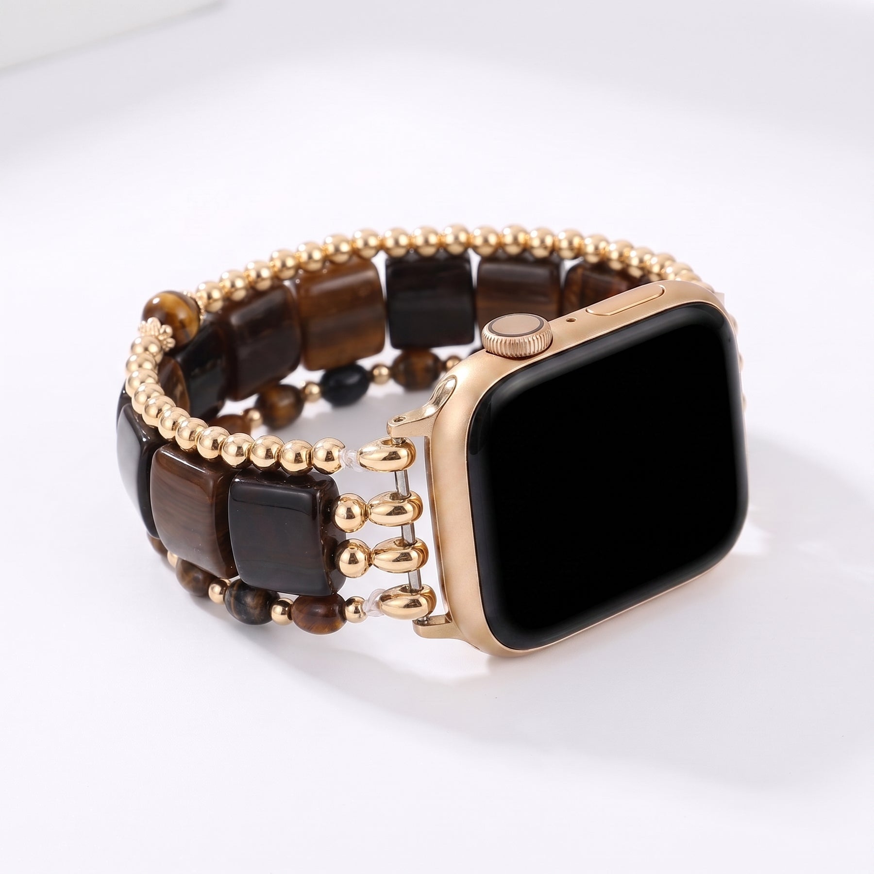 Bracelet extensible pour Apple Watch « Flamme du désert » en cornaline argentée
