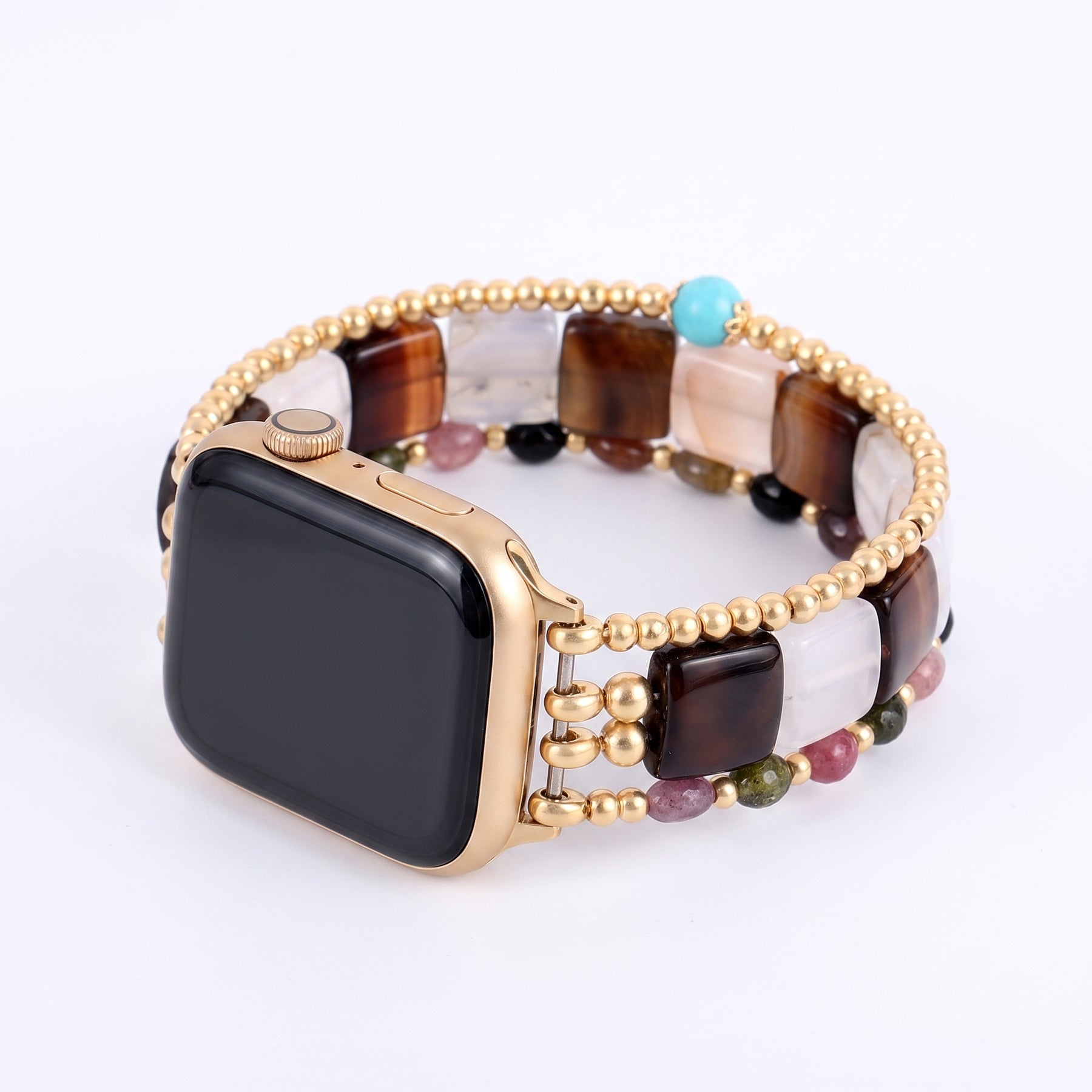 Bracelet extensible pour Apple Watch « Flamme du désert » en cornaline argentée