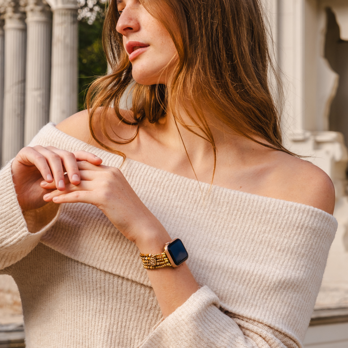 Bracelet extensible Golden Earth Jasper pour Apple Watch