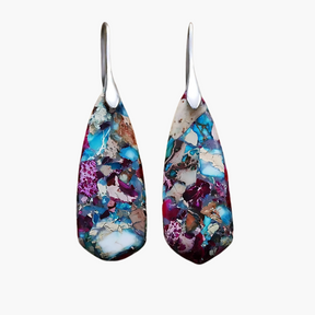 Boucles d'oreilles en forme de larme en jaspe intense