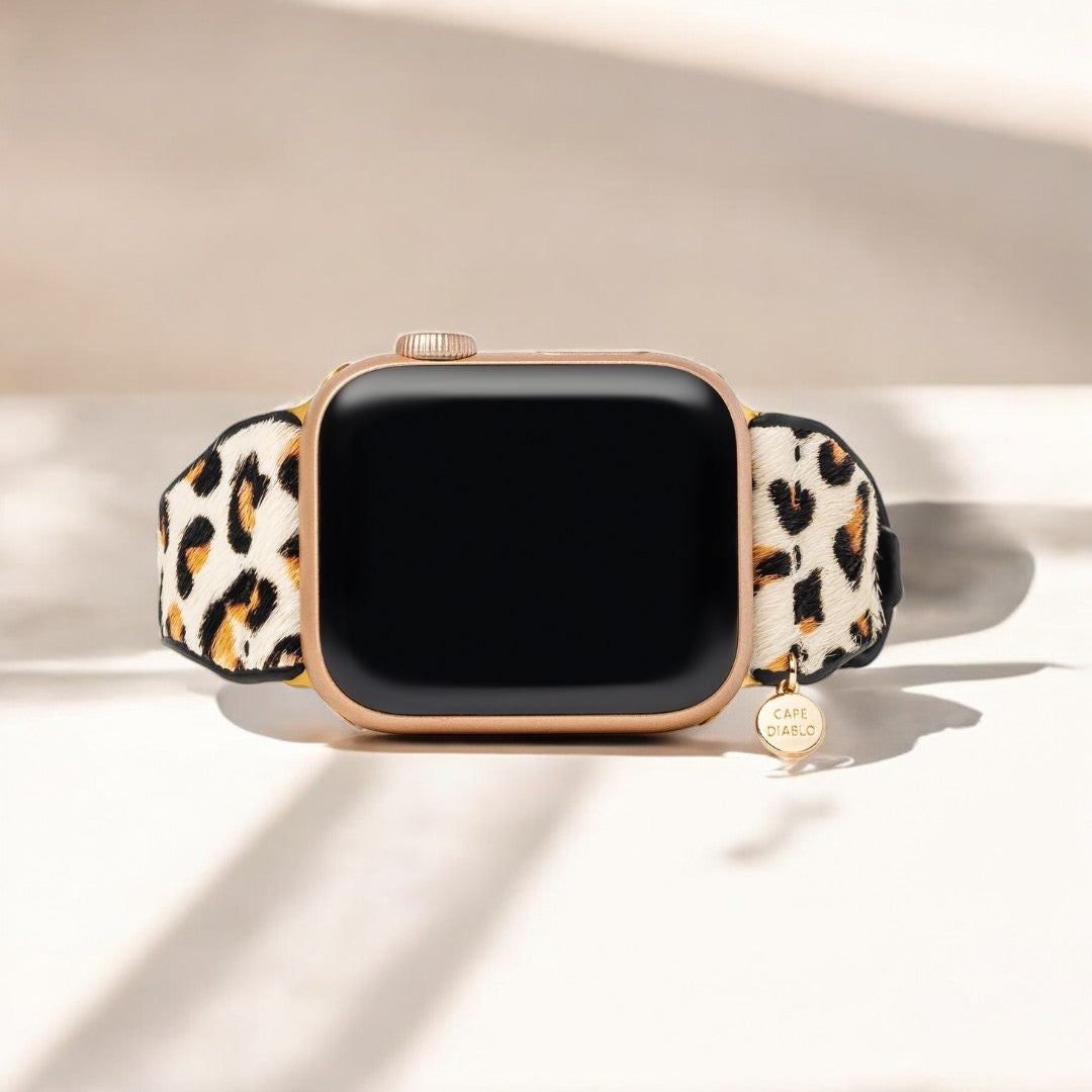 Bracelet de montre en cuir Apple ivoire félin