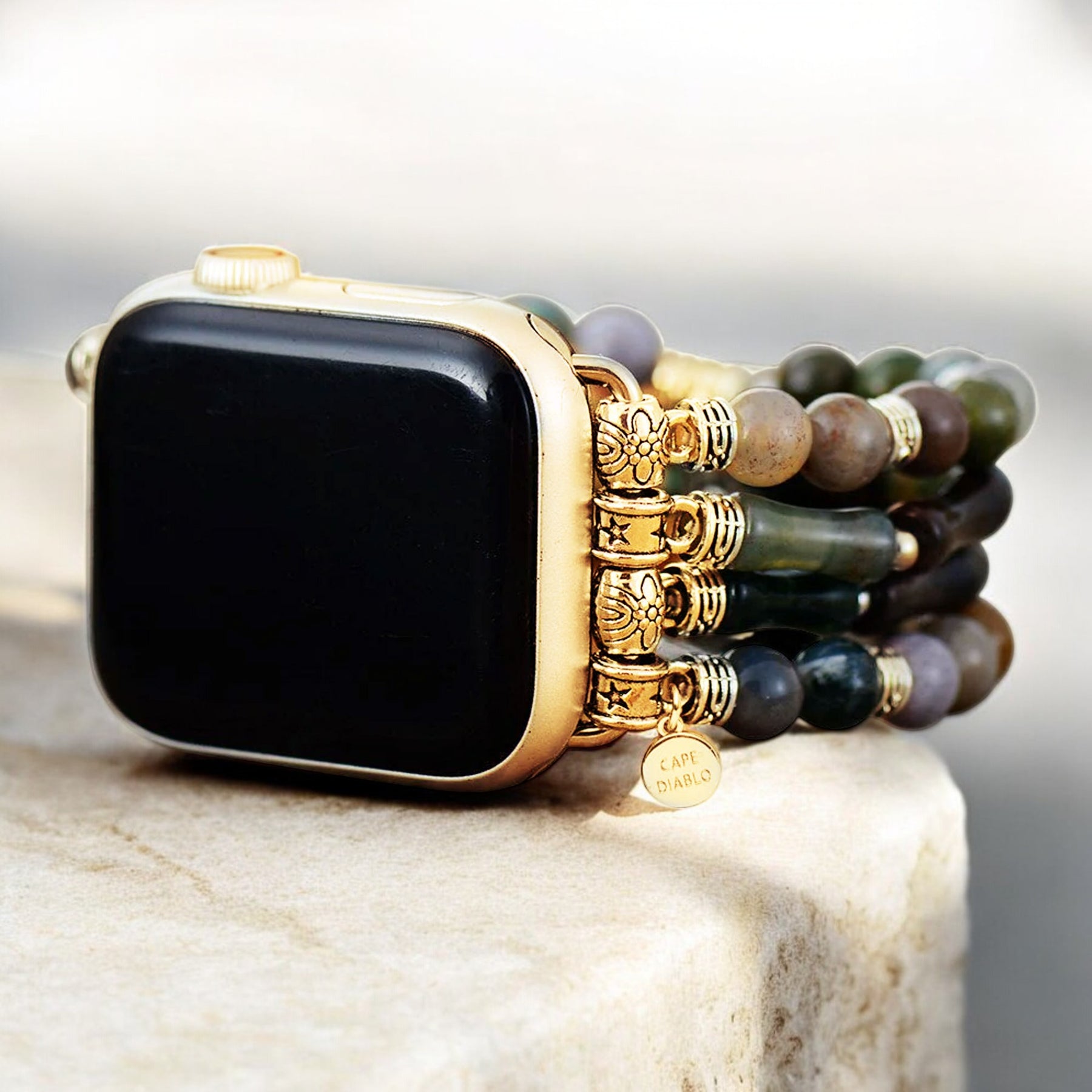 Bracelet extensible en agate vintage pour Apple Watch