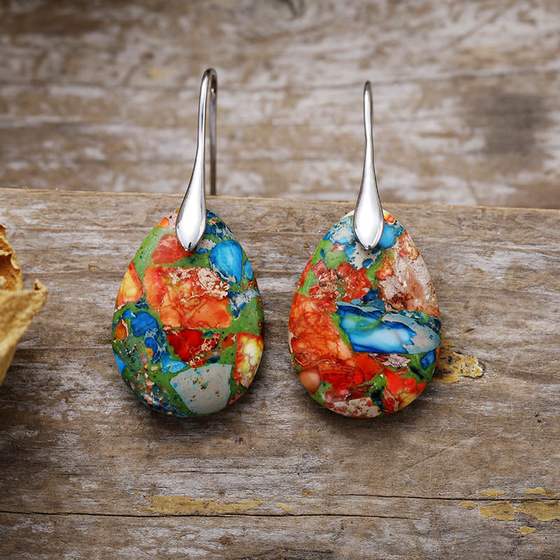 Boucles d'oreilles en goutte d'essence de jaspe