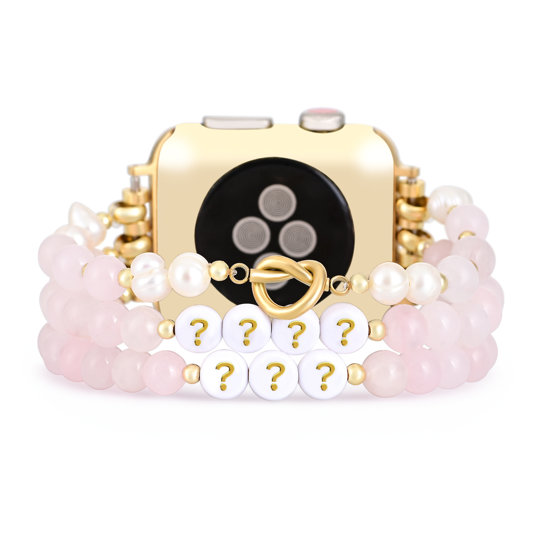 Bracelet Apple Watch extensible à quartz rose avec nom personnalisé