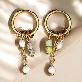 Boucles d'oreilles créoles Golden Lime Bloom Drop