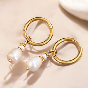 Boucles d'oreilles créoles en perles et agates Golden Grace
