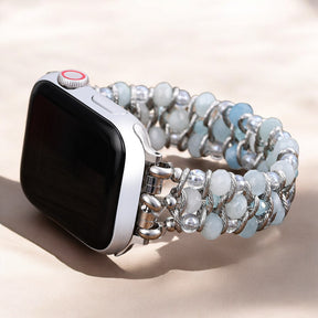 Bracelet Apple Watch tressé en saphir aquamarine
