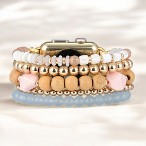 Bracelet Apple Watch extensible brume abricot