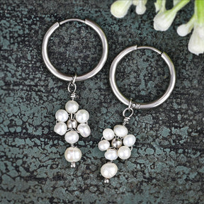 Boucles d'oreilles créoles en perles et agates Golden Grace