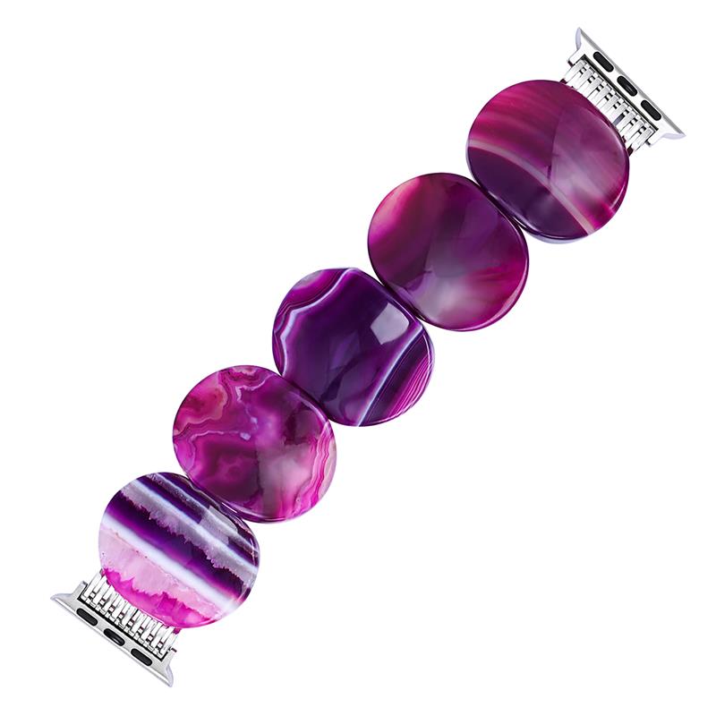 Bracelet extensible Apple Watch en agate prune mystique