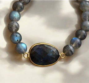 Bracelet en pierre précieuse Labradorite bleue