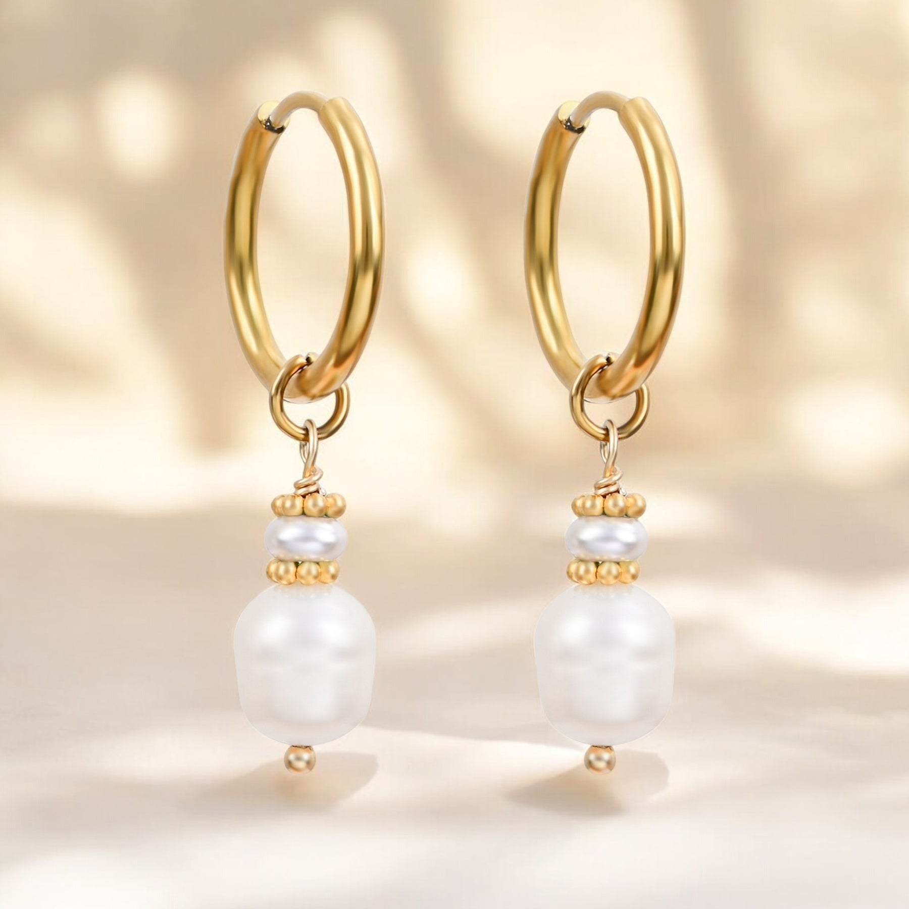Boucles d'oreilles créoles en perles et agates Golden Grace