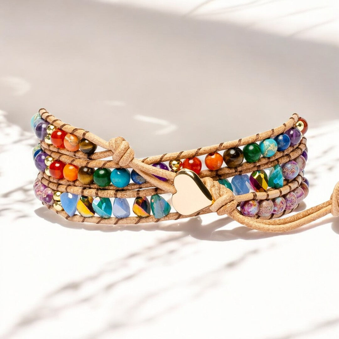 Bracelet Enveloppant Arc-en-ciel Chakra Amour