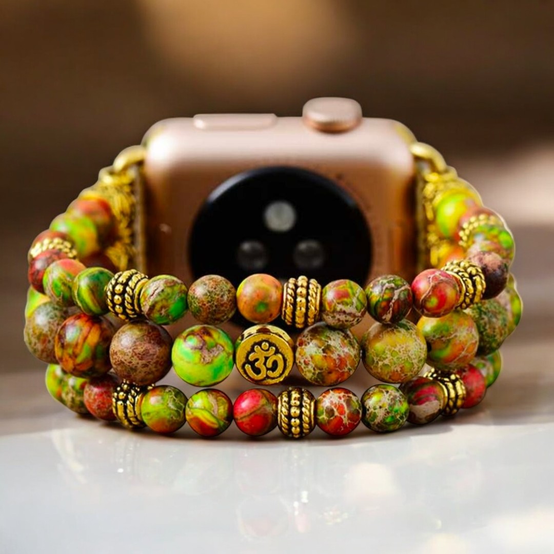 Bracelet Apple Watch extensible en jaspe conifère