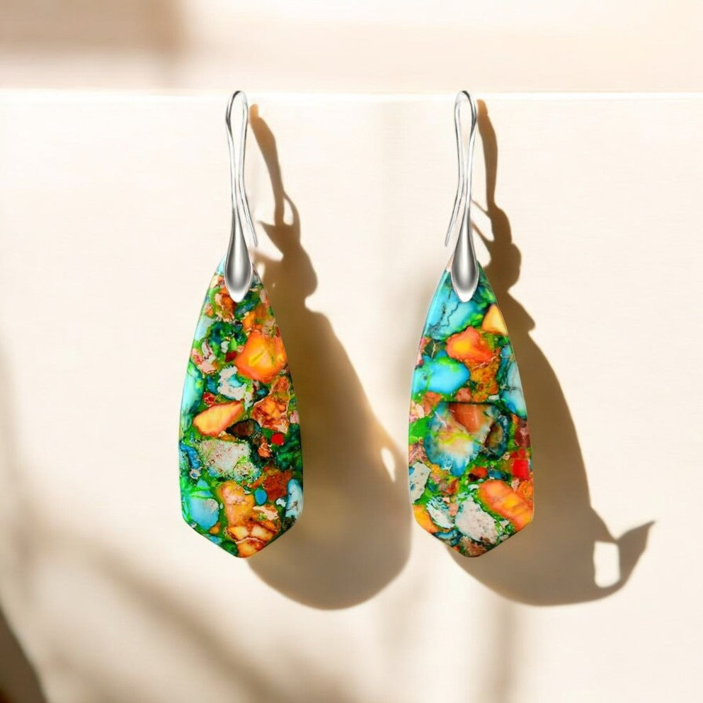 Boucles d'oreilles Jaspe Corail