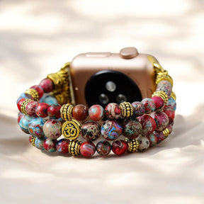 Bracelet extensible en jaspe cramoisi pour Apple Watch