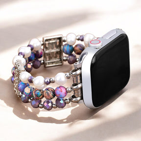 Bracelet extensible artisanal en jaspe Oasis pour Apple Watch