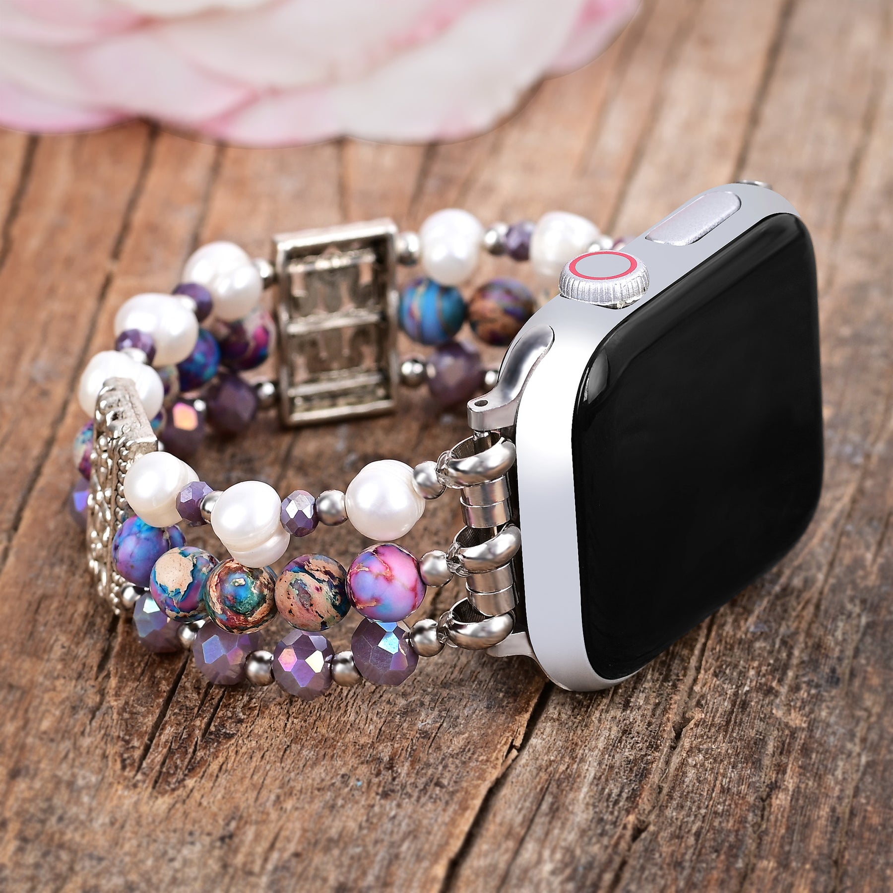 Bracelet Apple Watch en jaspe artisanal Oasis