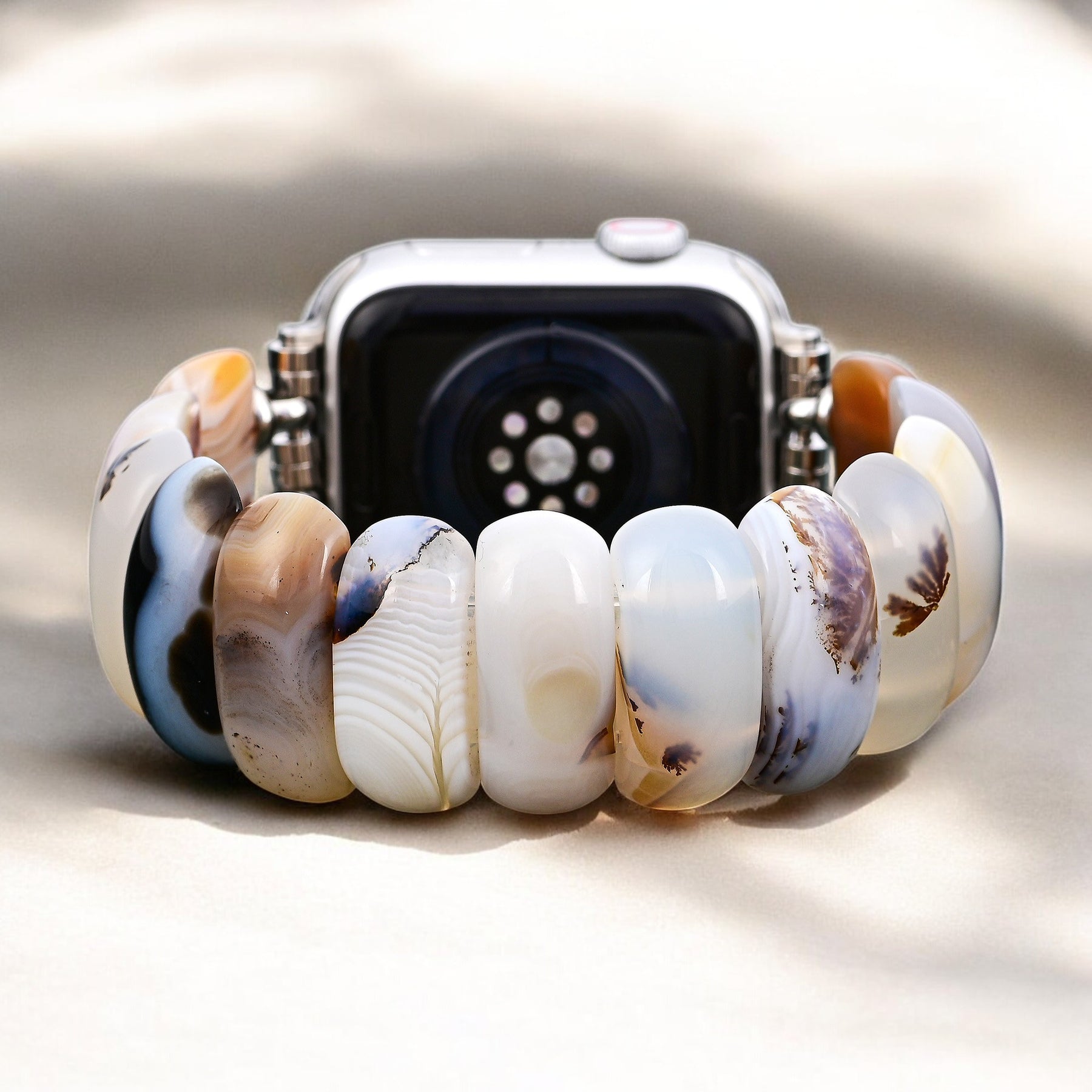 Bracelet extensible en agate Ivory Dune pour Apple Watch