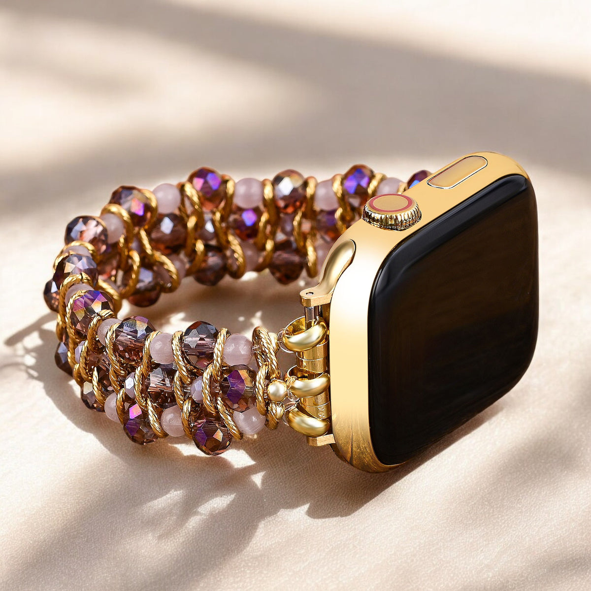 Bracelet tressé Golden Serenity Gem pour Apple Watch