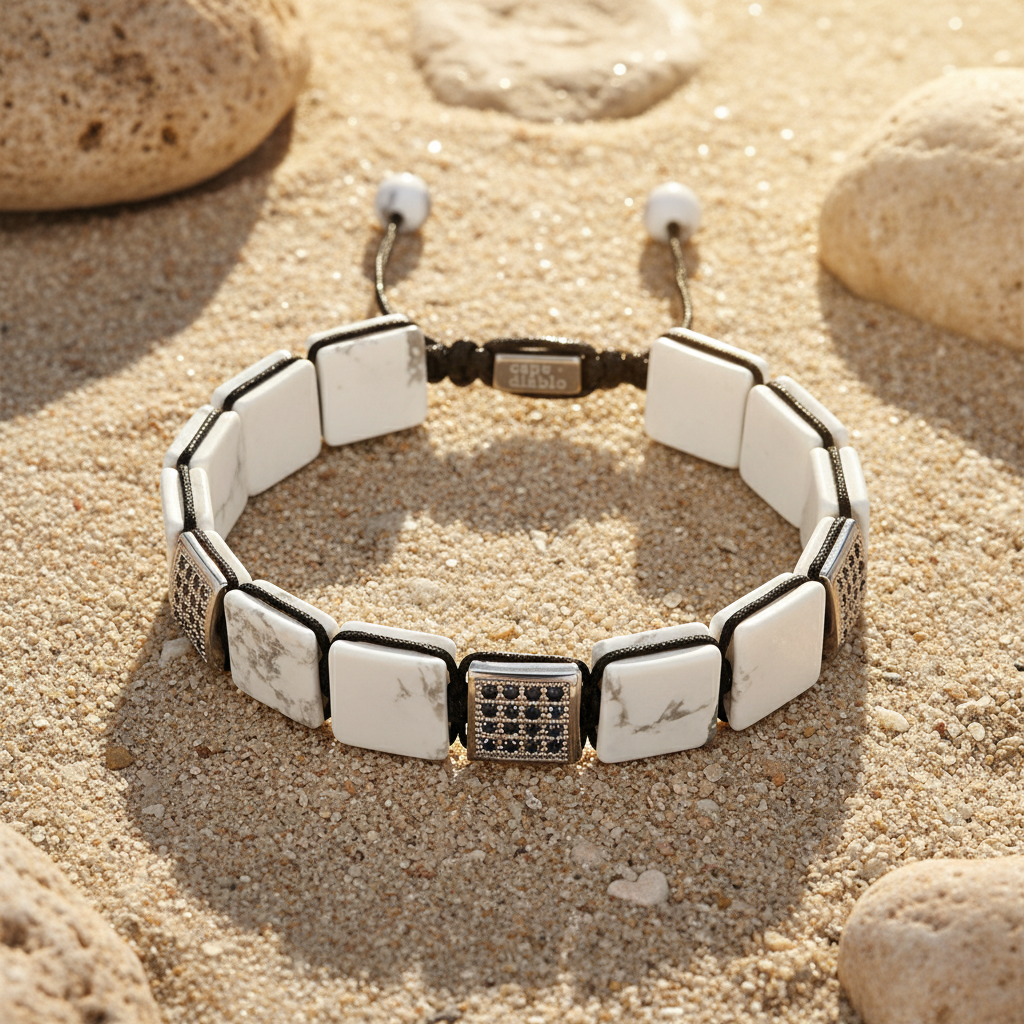 Bracelet blanc turquoise pour homme