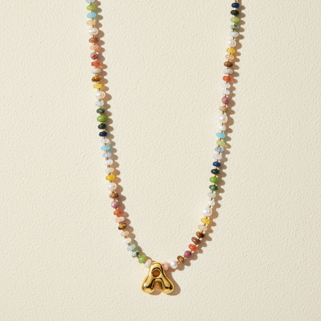 Collier Lettre Bulles Multicolore